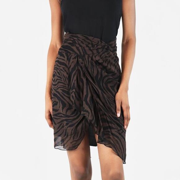 NWT NEW ba&sh Scarlett Brown Black Tiger Print Lady Skirt - Picture 1 of 8